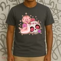 Funny Cute Snake and Flower Skull T-Shirt thumb 3