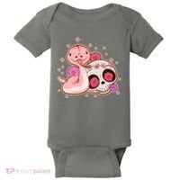 Funny Cute Snake and Flower Skull Baby Bodysuit thumb 0