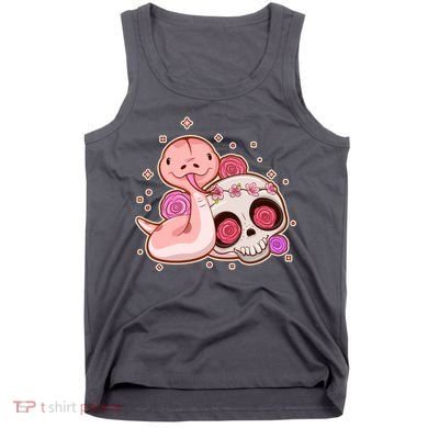 Funny Cute Snake and Flower Skull Tank Top