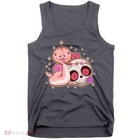 Funny Cute Snake and Flower Skull Tank Top thumb 0