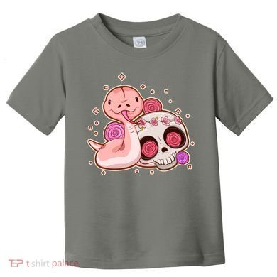 Funny Cute Snake and Flower Skull Toddler T-Shirt