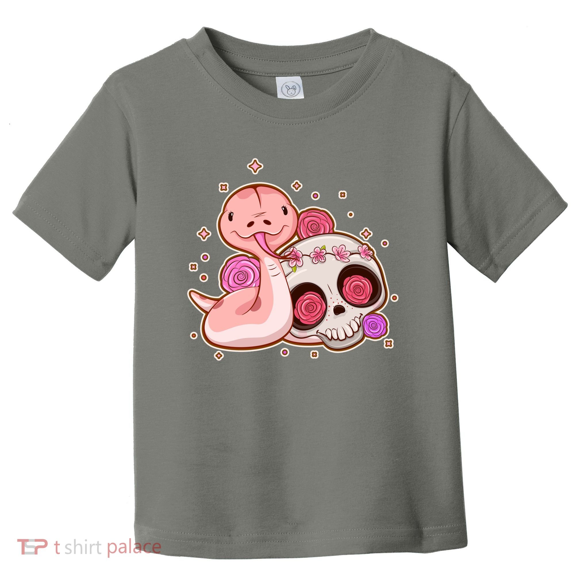 Funny Cute Snake and Flower Skull Toddler T-Shirt