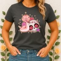Funny Cute Snake and Flower Skull Women's T-Shirt thumb 2