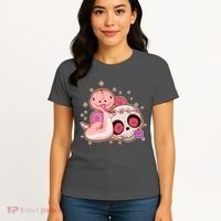 Funny Cute Snake and Flower Skull Women's T-Shirt thumb 4