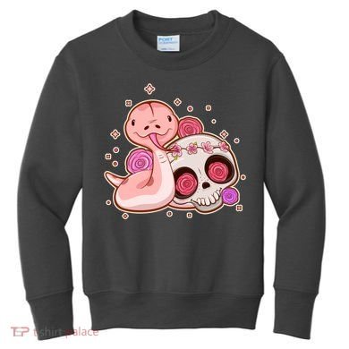 Funny Cute Snake and Flower Skull Kids Sweatshirt
