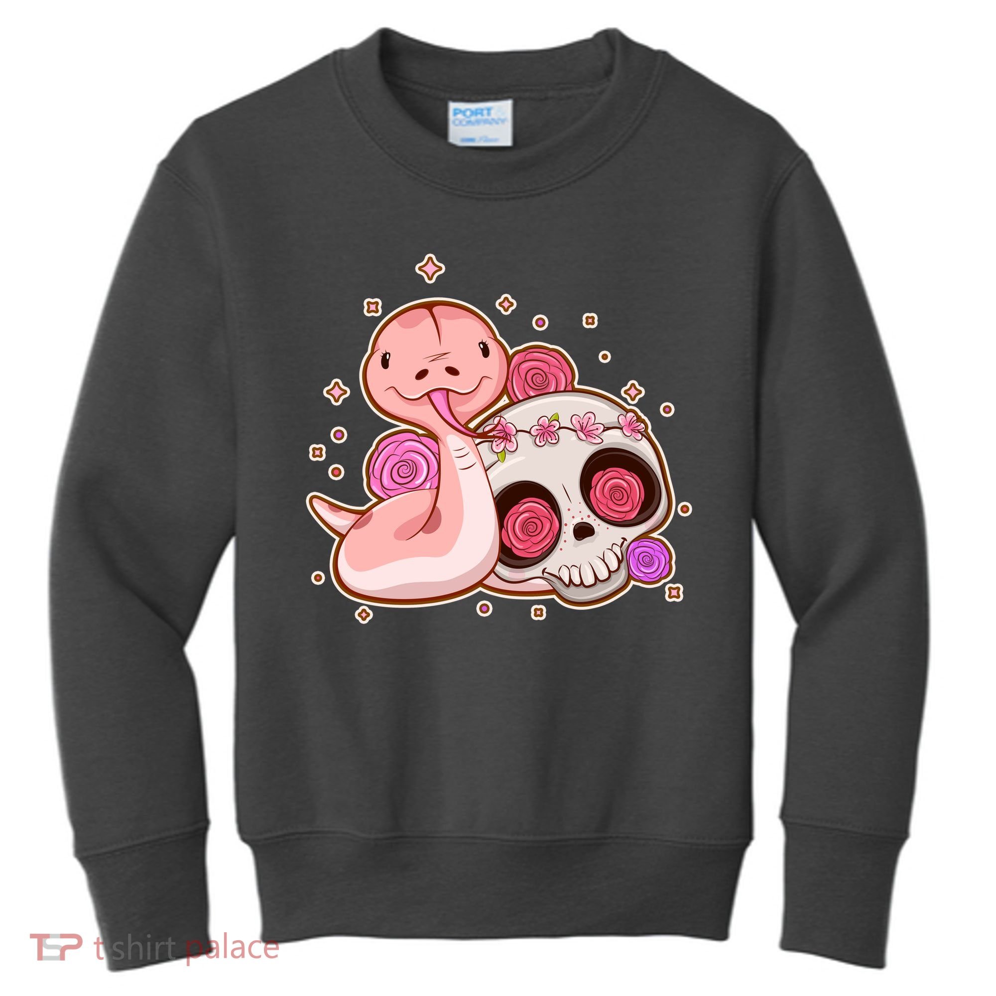 Funny Cute Snake and Flower Skull Kids Sweatshirt