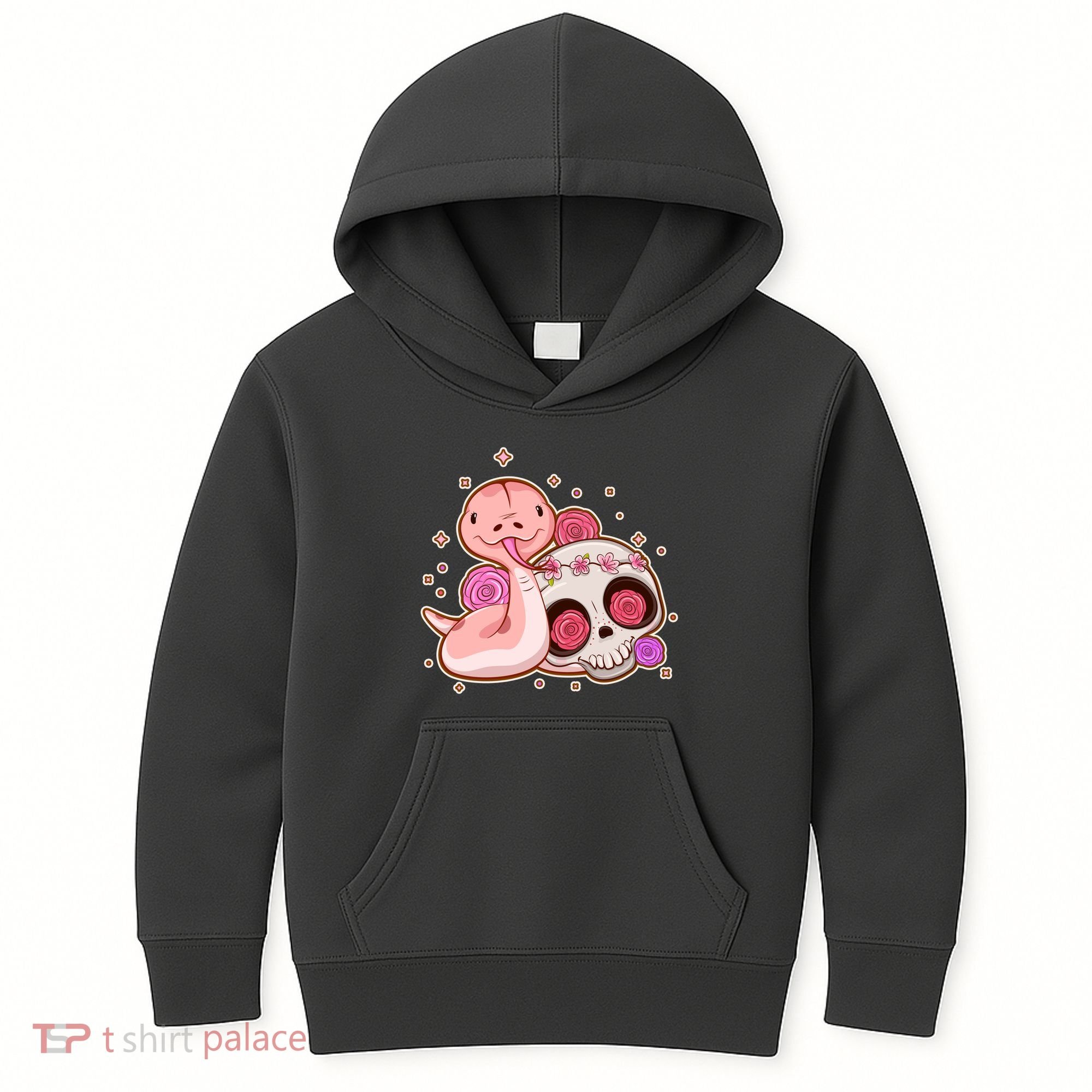 Funny Cute Snake and Flower Skull Kids Hoodie