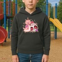 Funny Cute Snake and Flower Skull Kids Hoodie thumb 2