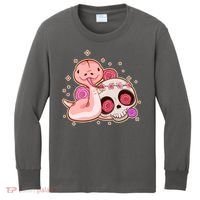 Funny Cute Snake and Flower Skull Kids Long Sleeve Shirt thumb 0