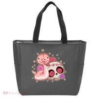 Funny Cute Snake and Flower Skull Tote Bag thumb 0