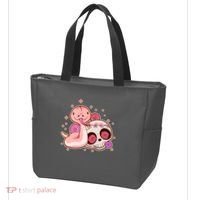 Funny Cute Snake and Flower Skull Tote Bag thumb 3
