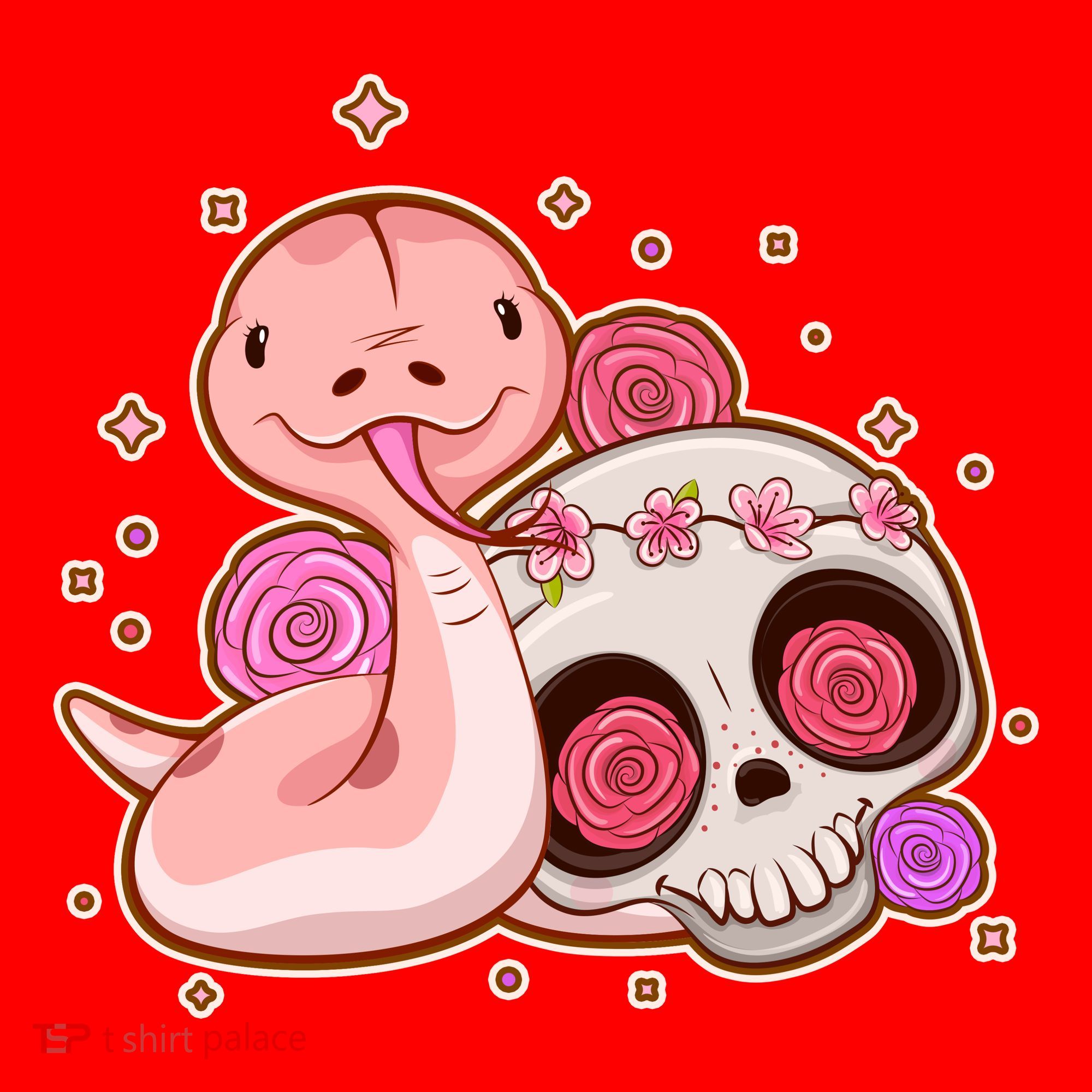 Funny Cute Snake and Flower Skull Santa Hat
