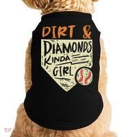 Fun Cute Softball Baseball Dirt & Diamonds Kinda Girl Doggie Tank thumb 0