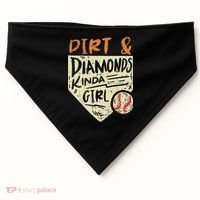 Fun Cute Softball Baseball Dirt & Diamonds Kinda Girl USA-Made Doggie Bandana thumb 0