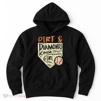 Fun Cute Softball Baseball Dirt & Diamonds Kinda Girl Hoodie thumb 0