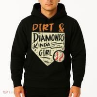 Fun Cute Softball Baseball Dirt & Diamonds Kinda Girl Hoodie thumb 2