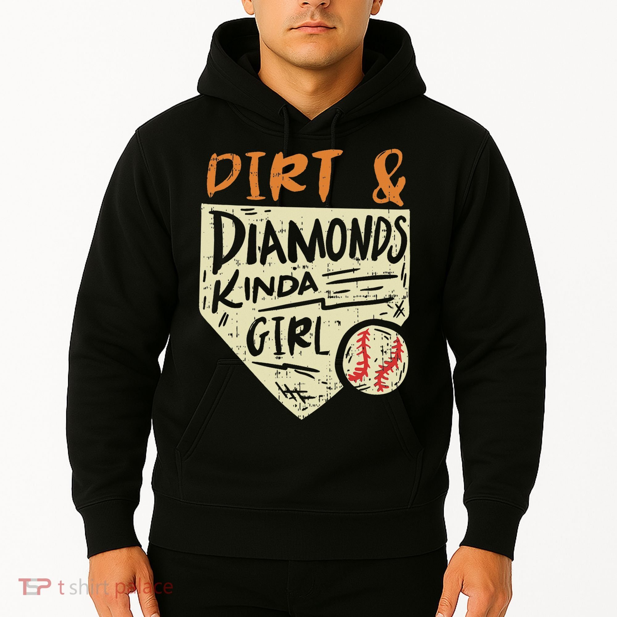 Fun Cute Softball Baseball Dirt & Diamonds Kinda Girl Hoodie