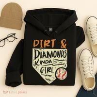 Fun Cute Softball Baseball Dirt & Diamonds Kinda Girl Hoodie thumb 4