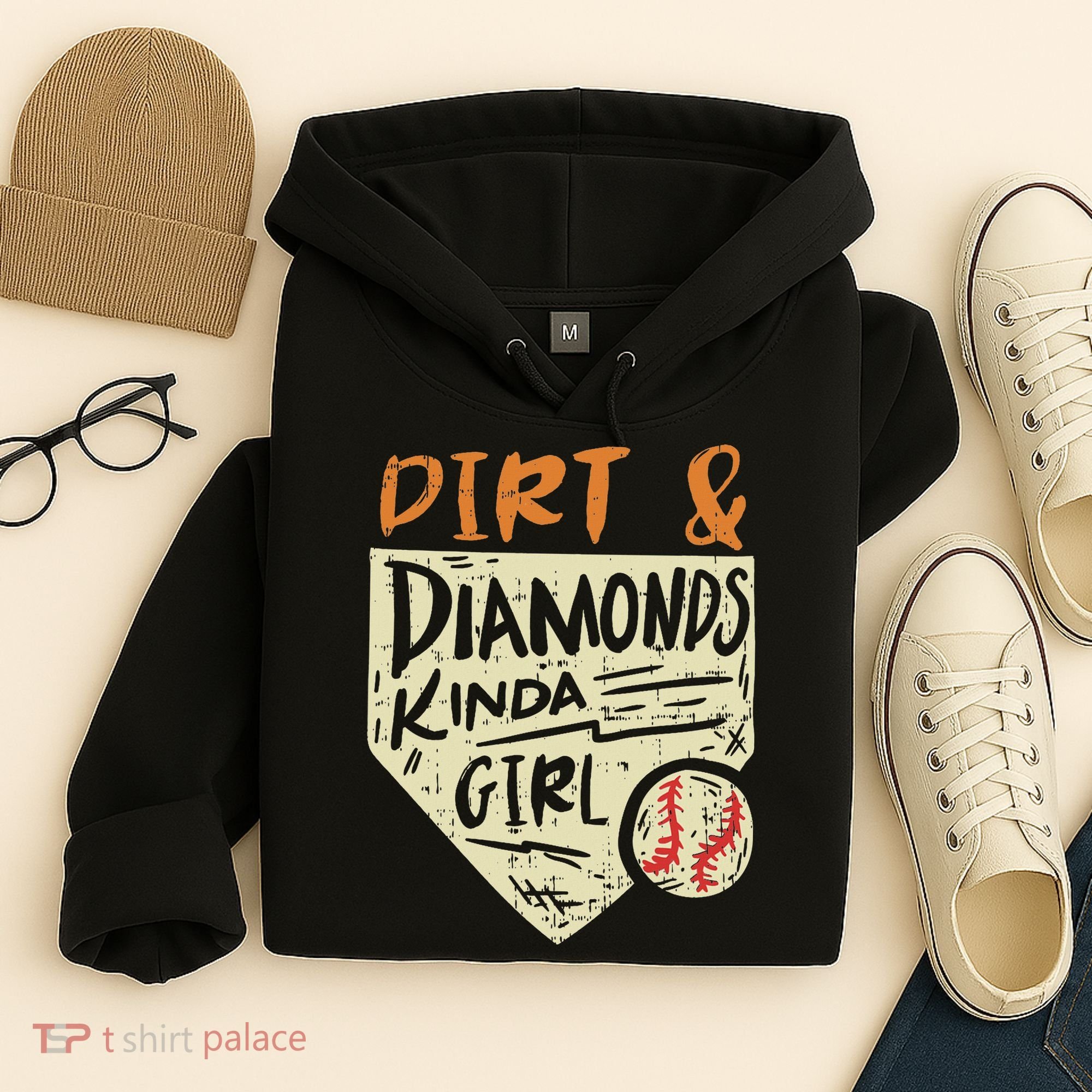 Fun Cute Softball Baseball Dirt & Diamonds Kinda Girl Hoodie