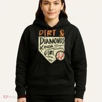 Fun Cute Softball Baseball Dirt & Diamonds Kinda Girl Hoodie thumb 5