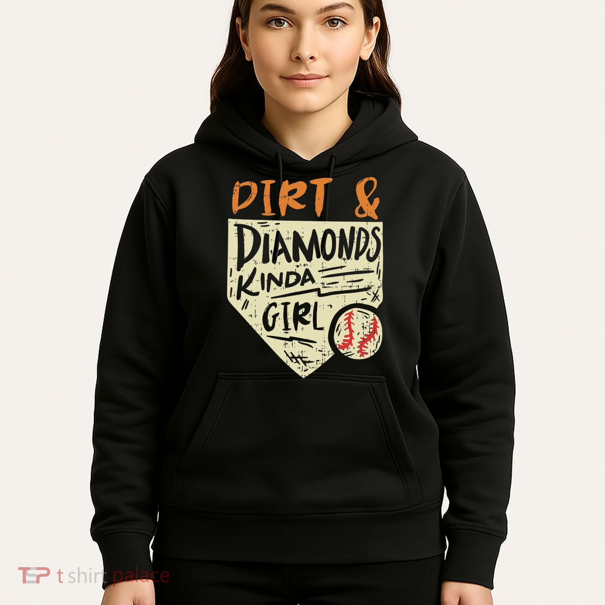 Fun Cute Softball Baseball Dirt & Diamonds Kinda Girl Hoodie