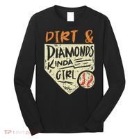 Fun Cute Softball Baseball Dirt & Diamonds Kinda Girl Long Sleeve Shirt thumb 0