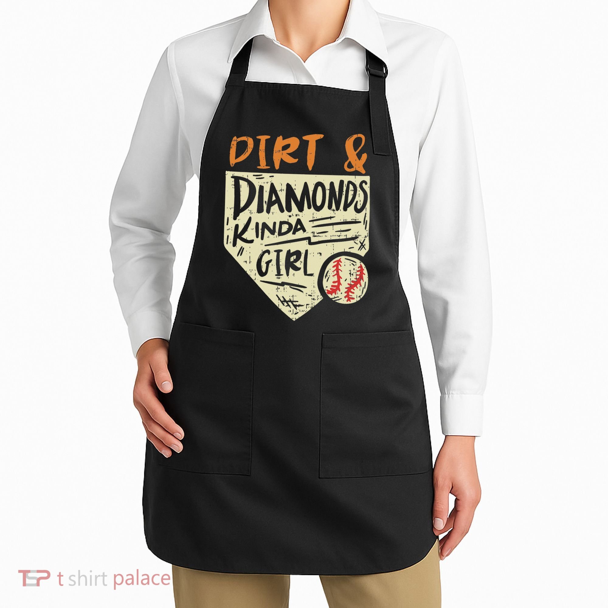 Fun Cute Softball Baseball Dirt & Diamonds Kinda Girl Apron