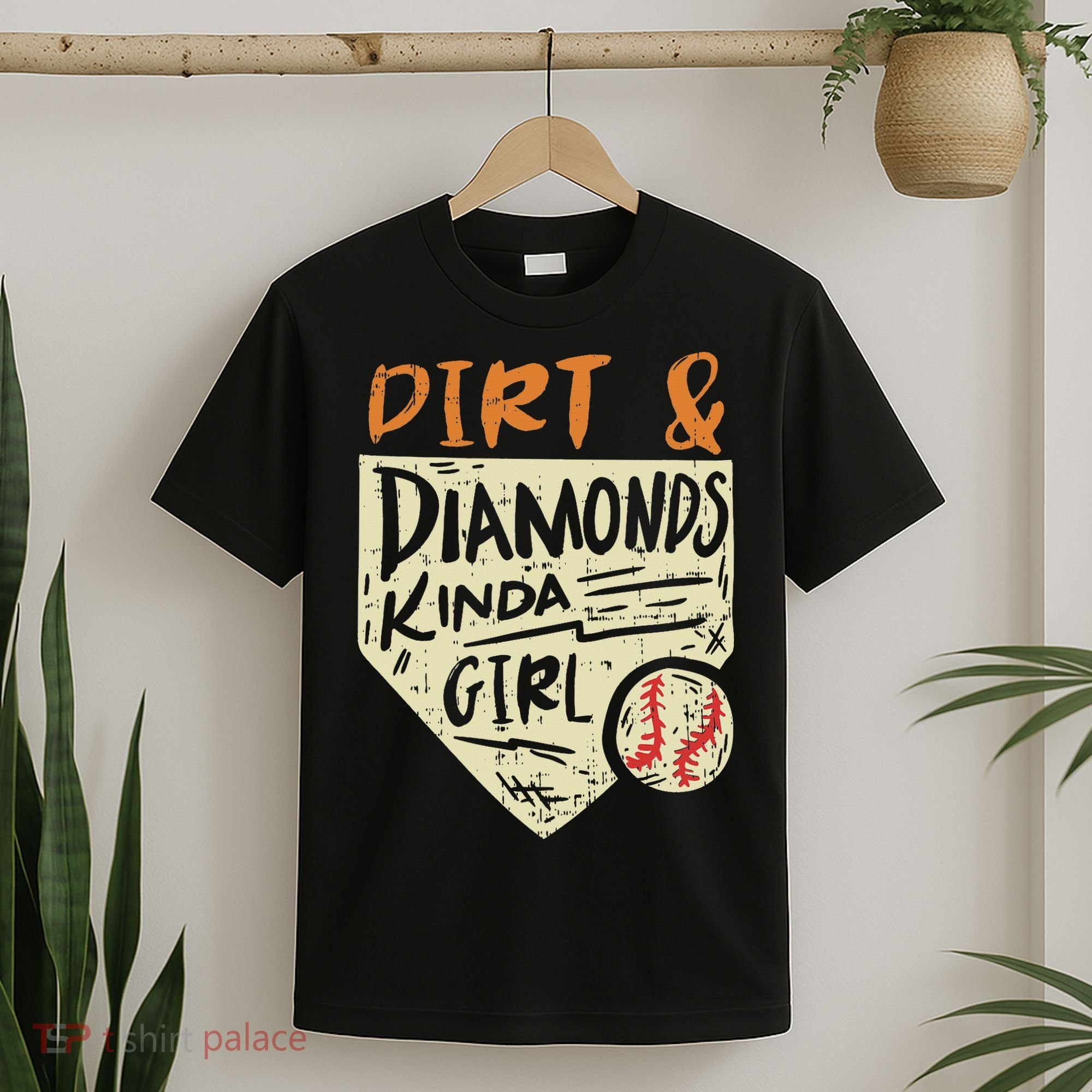 Fun Cute Softball Baseball Dirt & Diamonds Kinda Girl T-Shirt