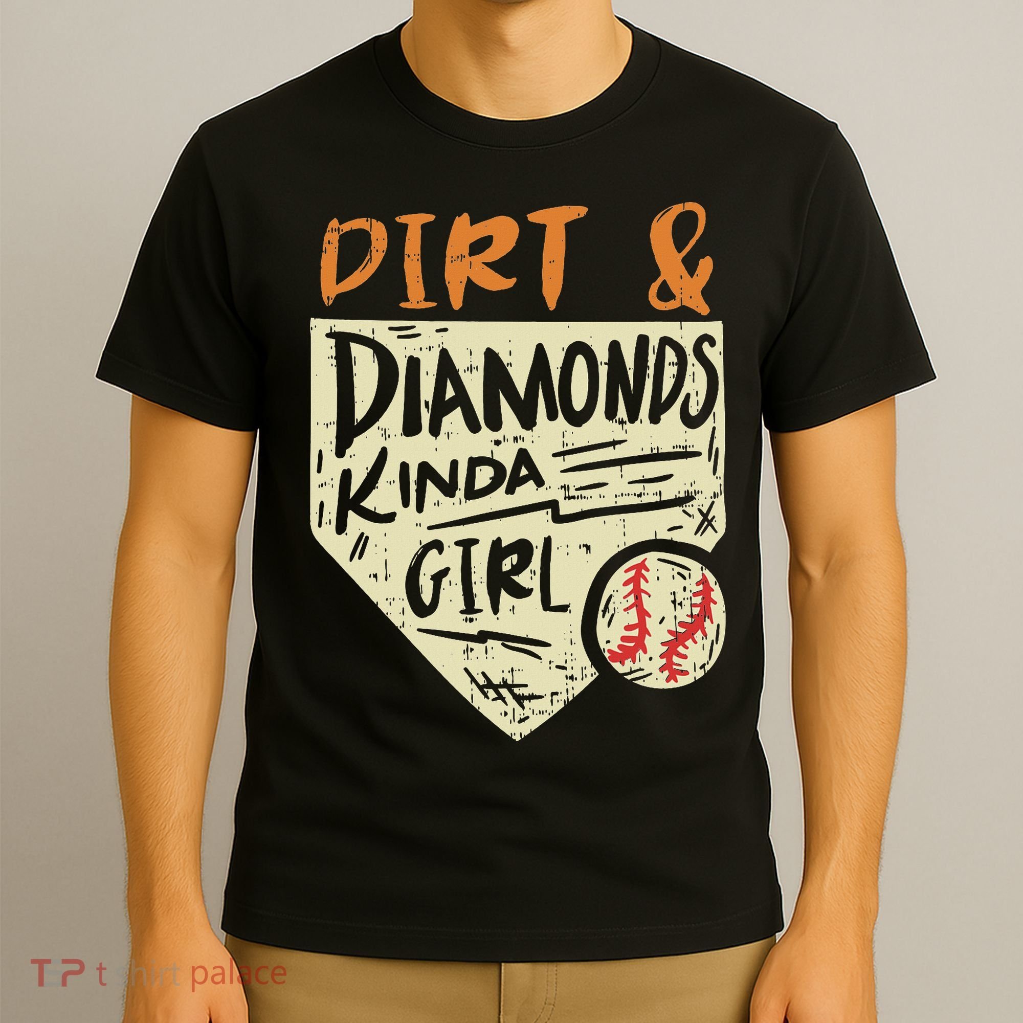 Fun Cute Softball Baseball Dirt & Diamonds Kinda Girl T-Shirt