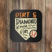 Fun Cute Softball Baseball Dirt & Diamonds Kinda Girl Coaster thumb 0