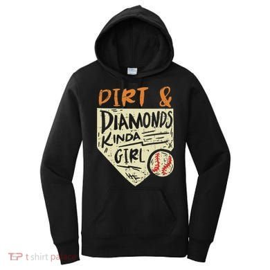 Fun Cute Softball Baseball Dirt & Diamonds Kinda Girl Women's Hoodie