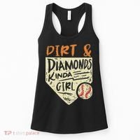 Fun Cute Softball Baseball Dirt & Diamonds Kinda Girl Women's Tank Top thumb 0