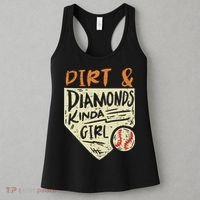 Fun Cute Softball Baseball Dirt & Diamonds Kinda Girl Women's Tank Top thumb 3