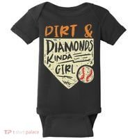 Fun Cute Softball Baseball Dirt & Diamonds Kinda Girl Baby Bodysuit thumb 0