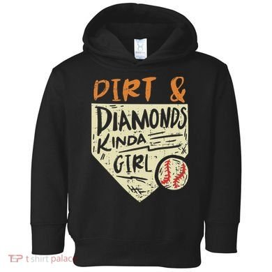 Fun Cute Softball Baseball Dirt & Diamonds Kinda Girl Toddler Hoodie