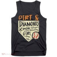 Fun Cute Softball Baseball Dirt & Diamonds Kinda Girl Tank Top thumb 0