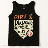 Fun Cute Softball Baseball Dirt & Diamonds Kinda Girl Tank Top thumb 2