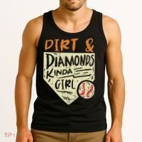 Fun Cute Softball Baseball Dirt & Diamonds Kinda Girl Tank Top thumb 3