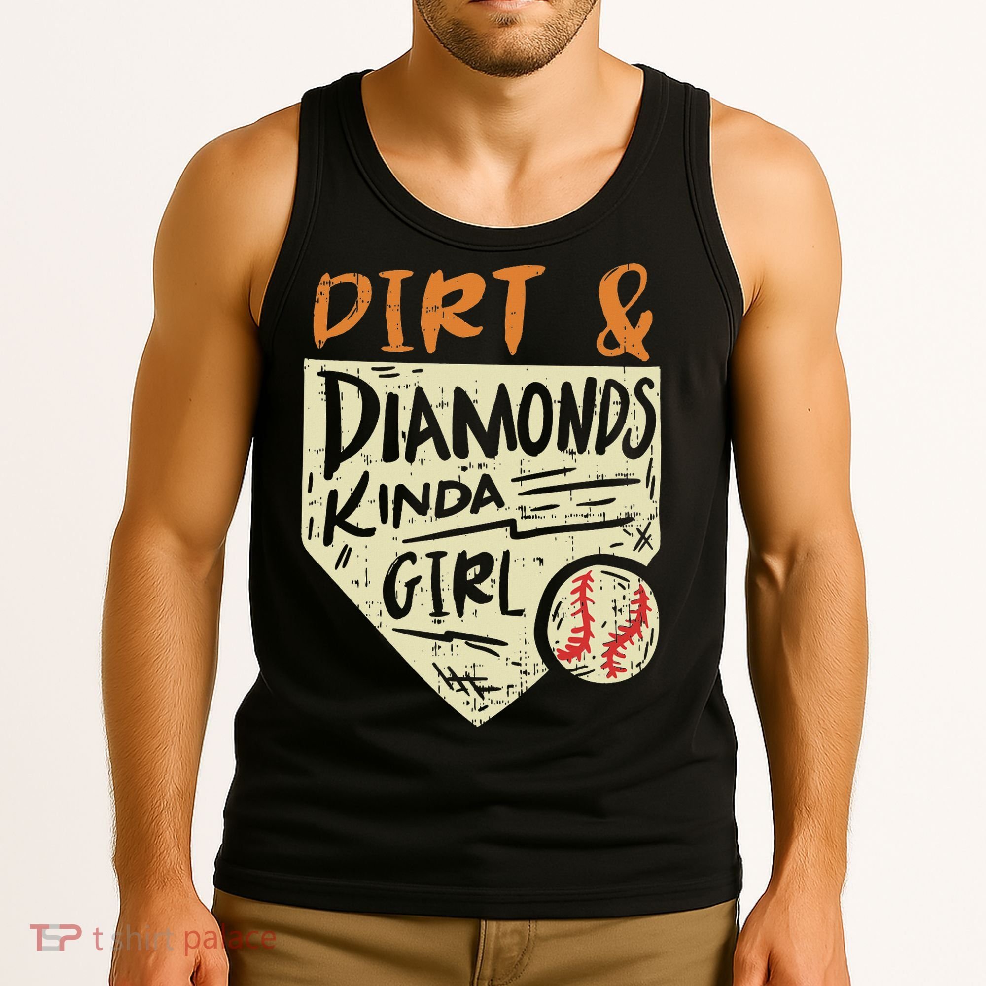 Fun Cute Softball Baseball Dirt & Diamonds Kinda Girl Tank Top