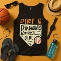 Fun Cute Softball Baseball Dirt & Diamonds Kinda Girl Tank Top thumb 4