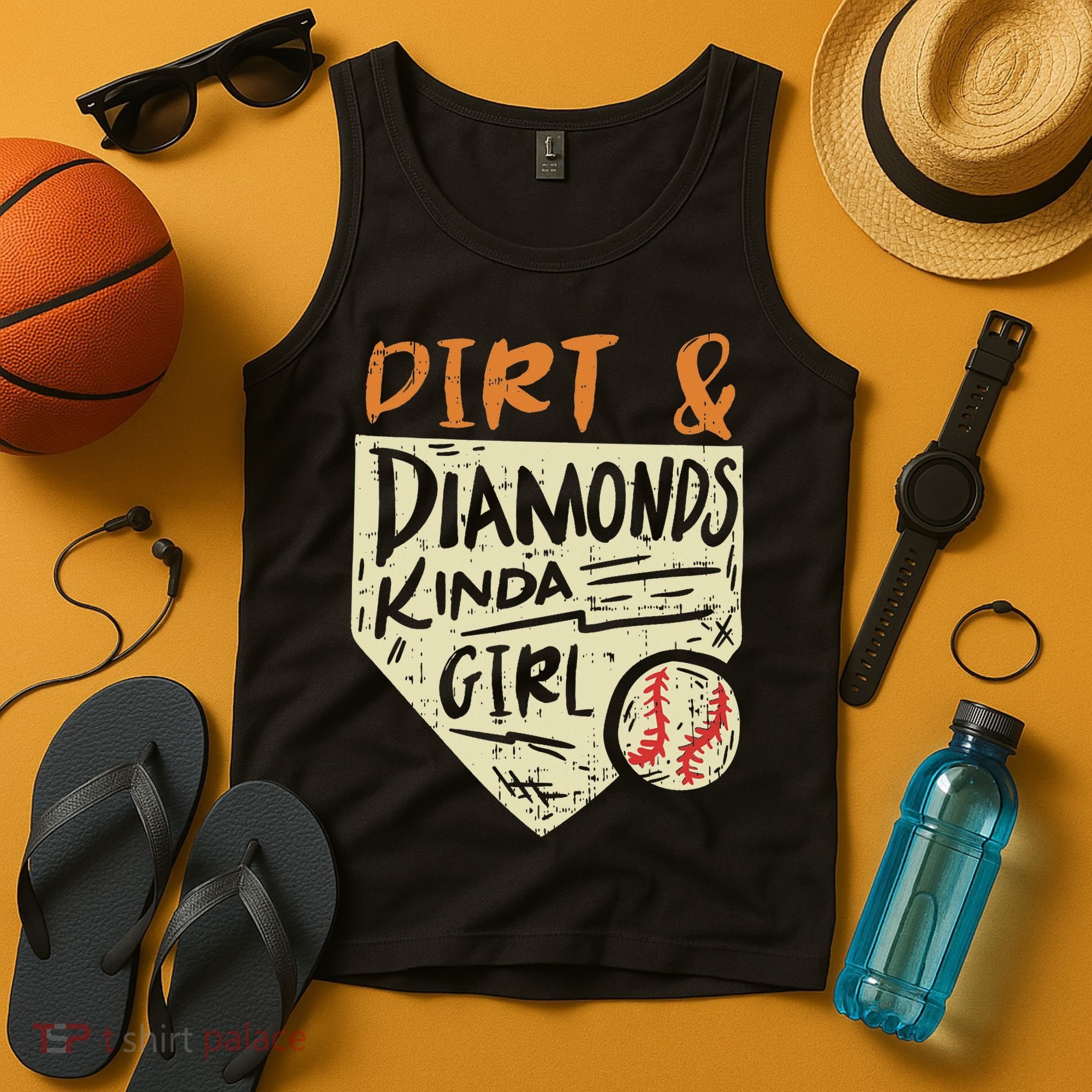 Fun Cute Softball Baseball Dirt & Diamonds Kinda Girl Tank Top