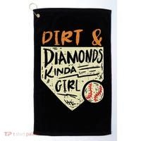 Fun Cute Softball Baseball Dirt & Diamonds Kinda Girl Golf Towel thumb 0
