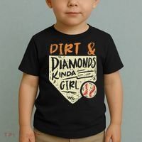 Fun Cute Softball Baseball Dirt & Diamonds Kinda Girl Toddler T-Shirt thumb 2