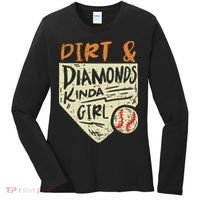 Fun Cute Softball Baseball Dirt & Diamonds Kinda Girl Women's Long Sleeve Shirt thumb 0