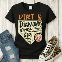 Fun Cute Softball Baseball Dirt & Diamonds Kinda Girl Women's T-Shirt thumb 3