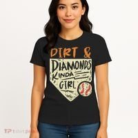 Fun Cute Softball Baseball Dirt & Diamonds Kinda Girl Women's T-Shirt thumb 4