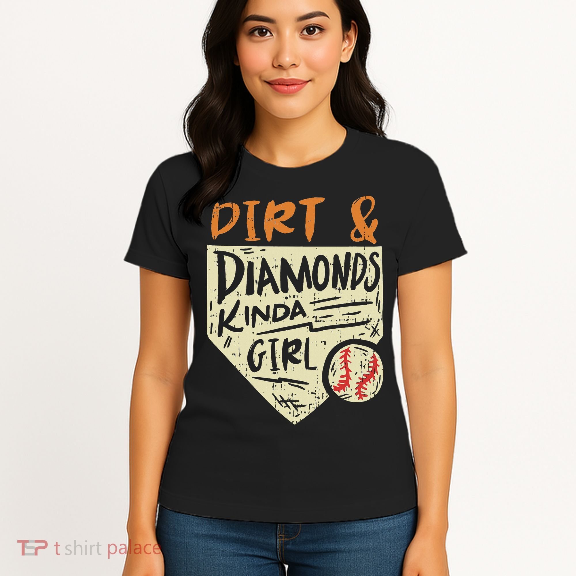 Fun Cute Softball Baseball Dirt & Diamonds Kinda Girl Women's T-Shirt