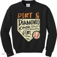 Fun Cute Softball Baseball Dirt & Diamonds Kinda Girl Kids Sweatshirt thumb 0