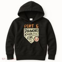 Fun Cute Softball Baseball Dirt & Diamonds Kinda Girl Kids Hoodie thumb 0