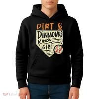 Fun Cute Softball Baseball Dirt & Diamonds Kinda Girl Kids Hoodie thumb 4